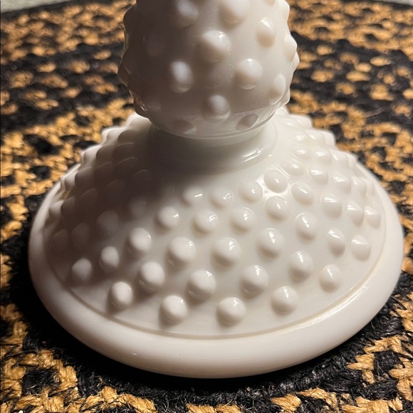 White Fenton Hobnail Candle Holder - Picture 15 of 17